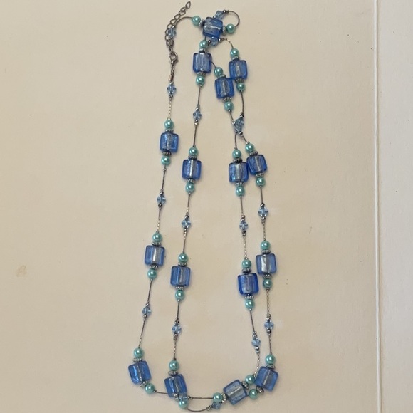 NWOT Blue Glass Stone Necklace - Picture 1 of 7